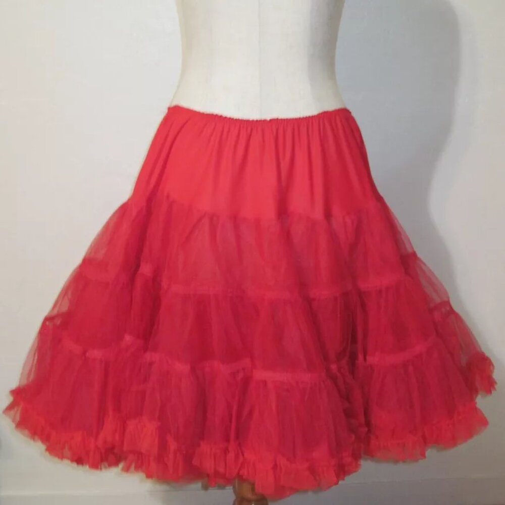 Vintage Red Petticoat Crinoline Sam's Square Dancing 945 Medium 21"